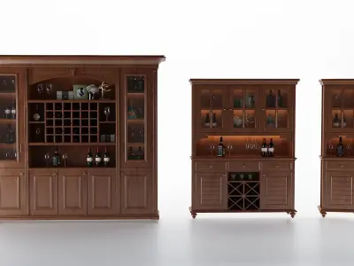 Dark Wood Cabinet Collection 3D model