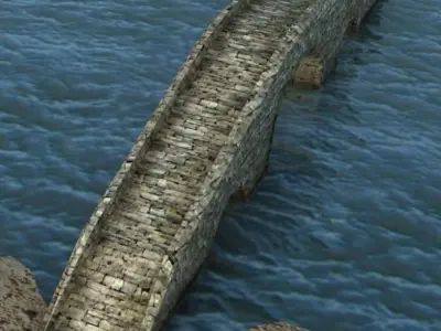 Low Poly Stone bridge 3D model