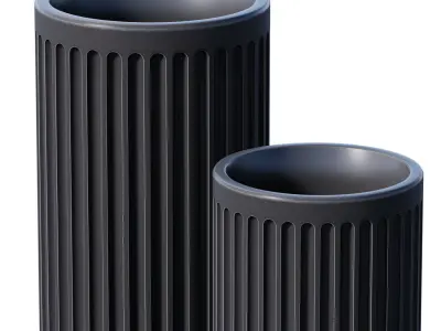 Decorative Fluted Tall Outdoor Vase Urn Pot Set Collection 3D model