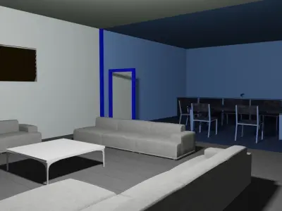 house garage with car in it Low-poly 3D model