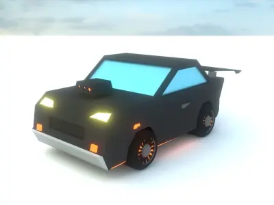 Low Poly Street Car Rig Low-poly 3D model