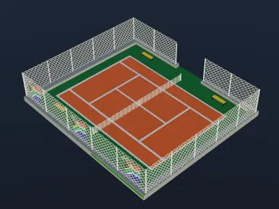 Tennis Court - South Africa Low-poly 3D model