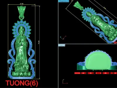 Bodhisattva Quan Yin pendant 3D print model