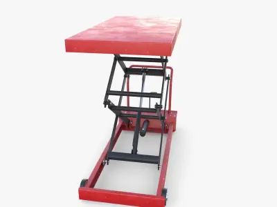 Animated Scissor Lift Table Red Low-poly 3D model