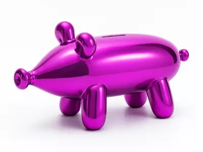 Violet Piggy Balloon Decoration Props Second Life toy 3D print model