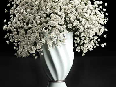 Bouquet of white flowers in a vase for decoration 107 3D model