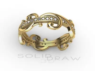 Ring FLOWER diamond 3D PRINT 3D print model