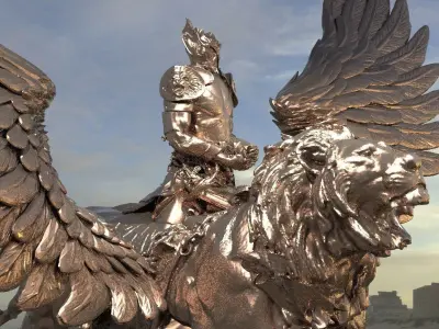 Great lion Warrior Statue  3D model