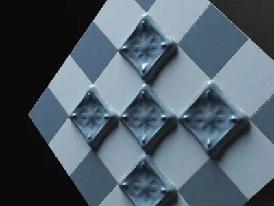 Ceramic blue tile - Casa Batllo - Gaudi 3D model