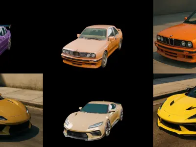 Sport Car bundle 1 pack 100 glb 3D model