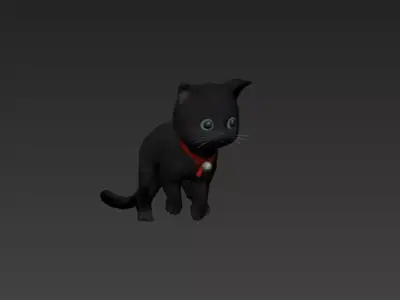 Black Cat Low-poly 3D model by topgunzhu