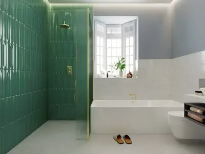 Modern Green Tile Luxury Bathroom Interior 3D Model 3D model