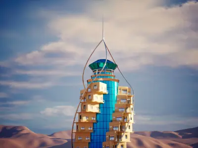 Diamond tower jeddah Low-poly 3D model