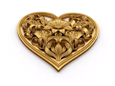 Heart decorative ornament onlay cnc 3d printing stl 04  3D print model