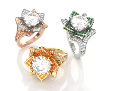 Floral Engagement Ring 3D print model