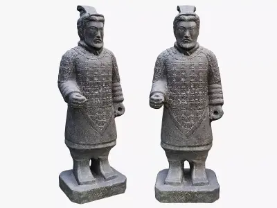Garden sculpture Chinese Terracotta Warrior Low-poly 3D model