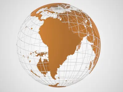 Globe News Skeleton Copper Color 3D model