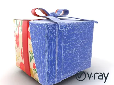 Festive Gift Box with Ribbon model pack Low-poly 3D model