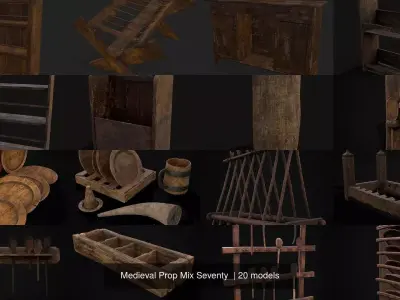 Medieval Prop Mix Seventy  3D Model Collection