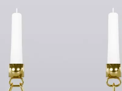 Alphabet AI Chain Gold Candleholder 3D Model True 4K PBR Render Low-poly 3D model