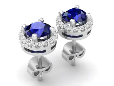 AV 673 Round diamond Stud Fashion Earrings  3D print model