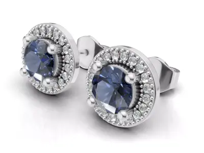 AV 715  Round Diamond Stud Earrings 3D print model