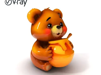 Adorable Bear with Honey Pot D Model Pack Low-poly 3D model
