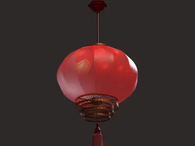 Chinese red lantern  Low-poly 3D model 3