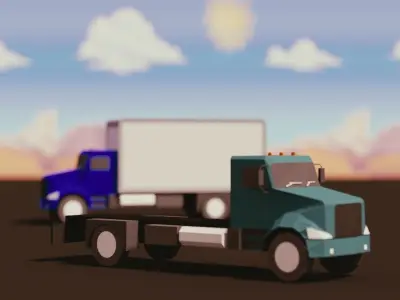 Low Poly Truck Usa Pack Low-poly 3D model