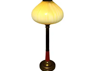Elegant Brass Wood Floor Lamp Low-poly 3D model