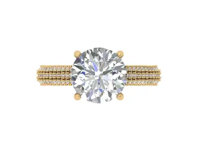 Solitaire Engagement Art Deco Ring 3D print model