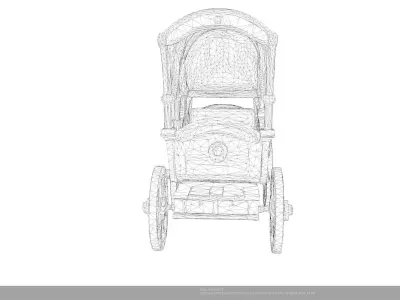 Stylized Royal Fantasy Carriage - AI Low-poly 3D model