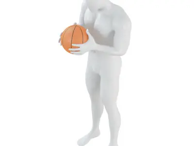 Abstract mannequin with basketball ball 158 3D model