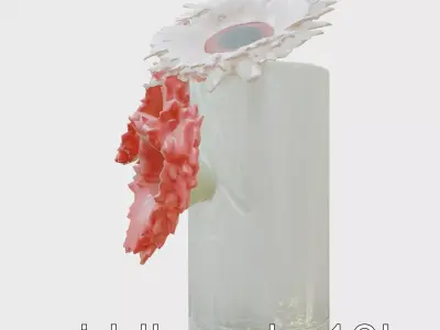 Gerbera Daisy Vase Decoration model pack Low-poly 3D model