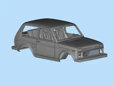 RC car Lada Niva with interior chassis WPL C24 stl file 3D print model
