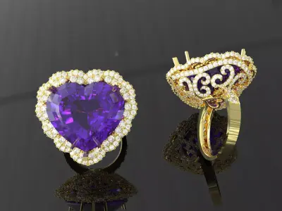 Rings Gem Hart 80 3D print model