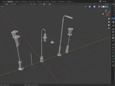 6 Low-Poly Street Lights With Textures Unity Free low-poly 3D model