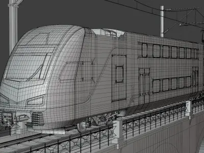Stadler Kiss USA on viaduct 3D model
