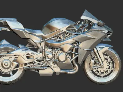 Kawasaki Ninja H2 bike 3D print model