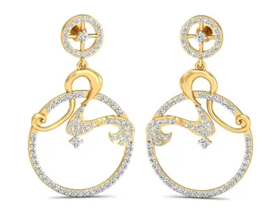 Women Earrings 3dm STL OBJ FBX Render Details 3D print model 10