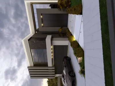 Modern Luxury Villa Exterior with Garage LumionReady Scene 3D model