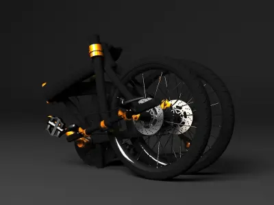 Folding bike city Low-poly 3D model