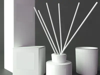 Decorative set stonelow reed diffusers 3D model