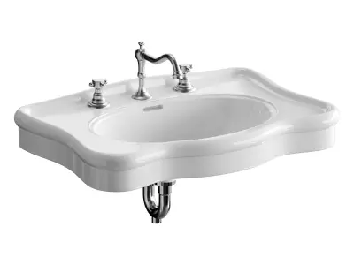Bathroom Console Sink Deluxe Counter Top White Vitreous China 3D model