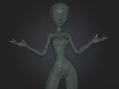 Stylized Futuristic Female Robot Bundle Pritable Model Low-poly 3D model