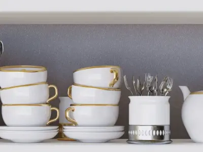 Set-140 kitchen with shelves 3D model