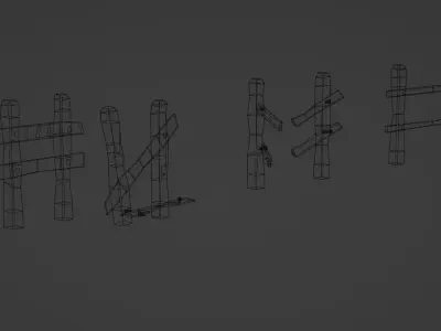 low poly fence 5  items Free low-poly 3D model