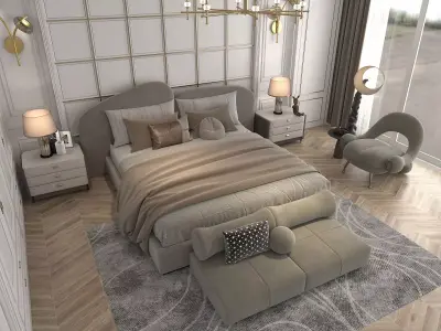 Classic style Bedroom Scene 3D model