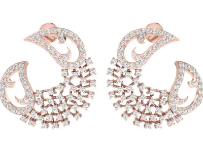 Light Weight Rose Gold Diamond Earring  -EAR-028 3D print model