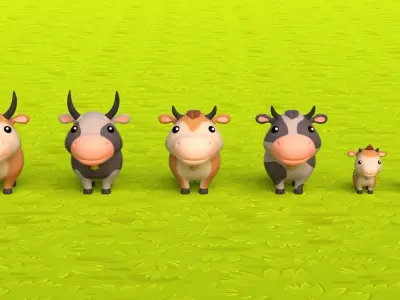 3D model Farm Animals Pack Low-poly 3D model
